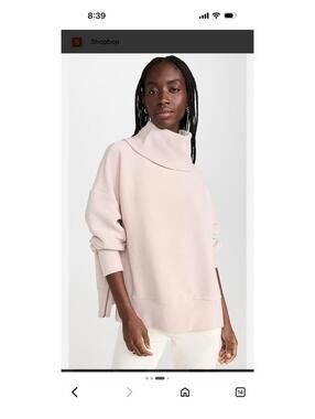 Varley Milton beige Cream ribbed Sweatshirt with Side Zippers cozy M